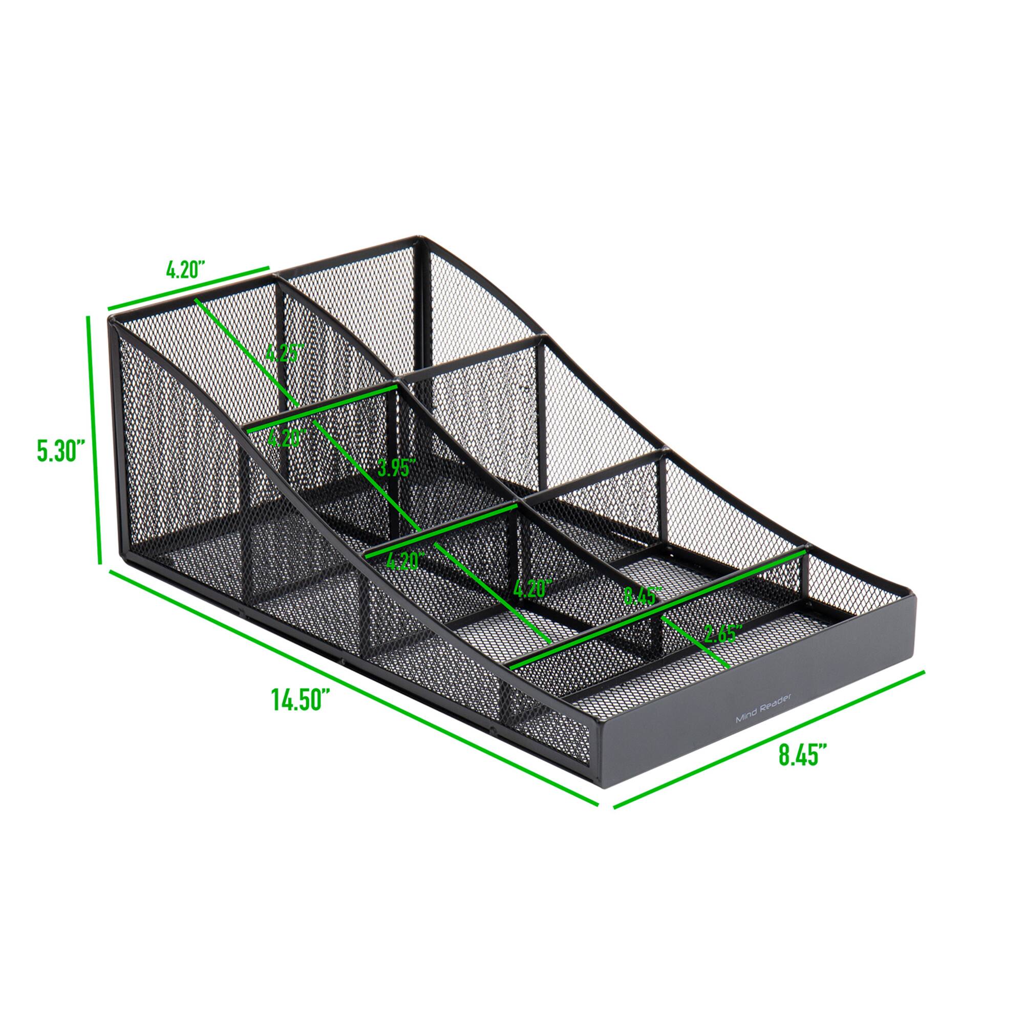 Mind Reader Black 7 Compartment Tea and Coffee Condiment Organizer
